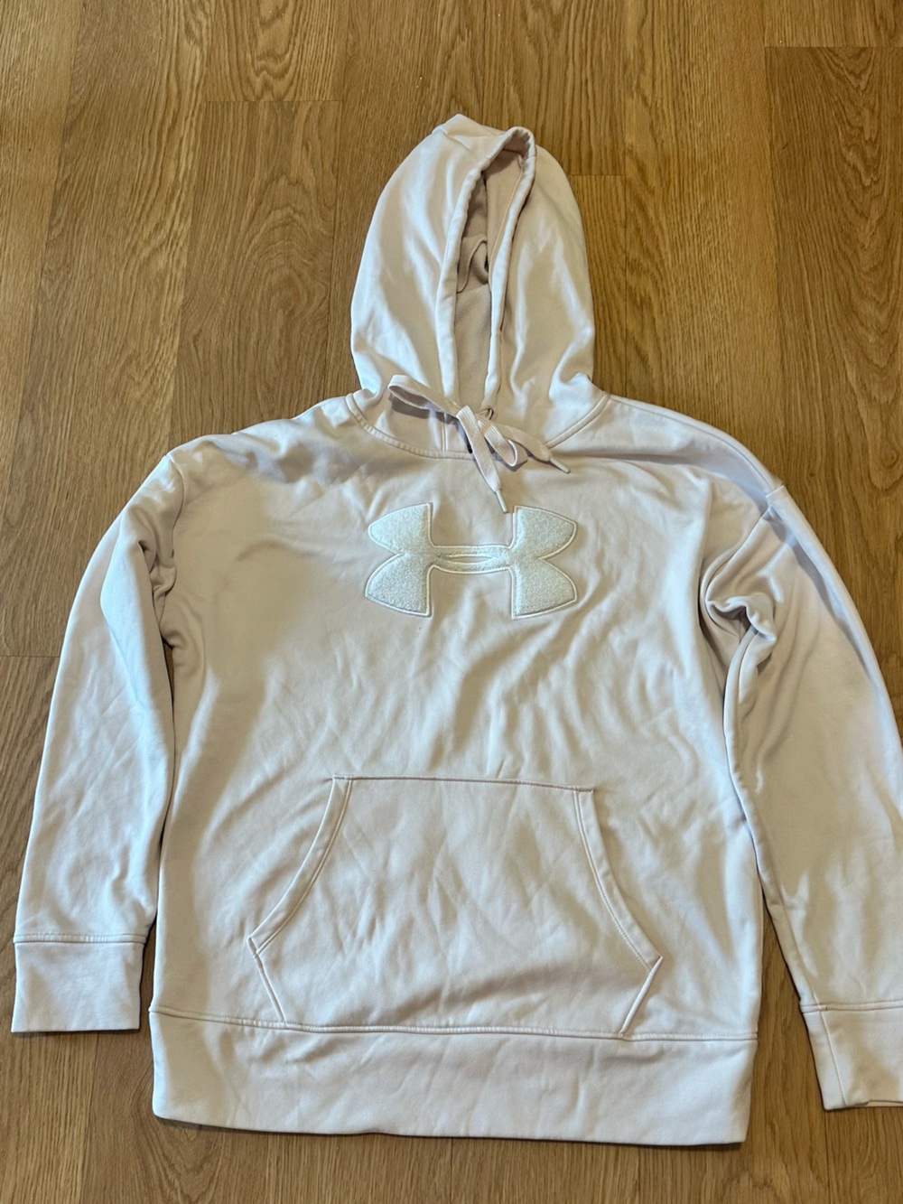 Under Armour Hoodie Sweatshirt Light Pink beige Coldgear Small Warm Pocket Winte